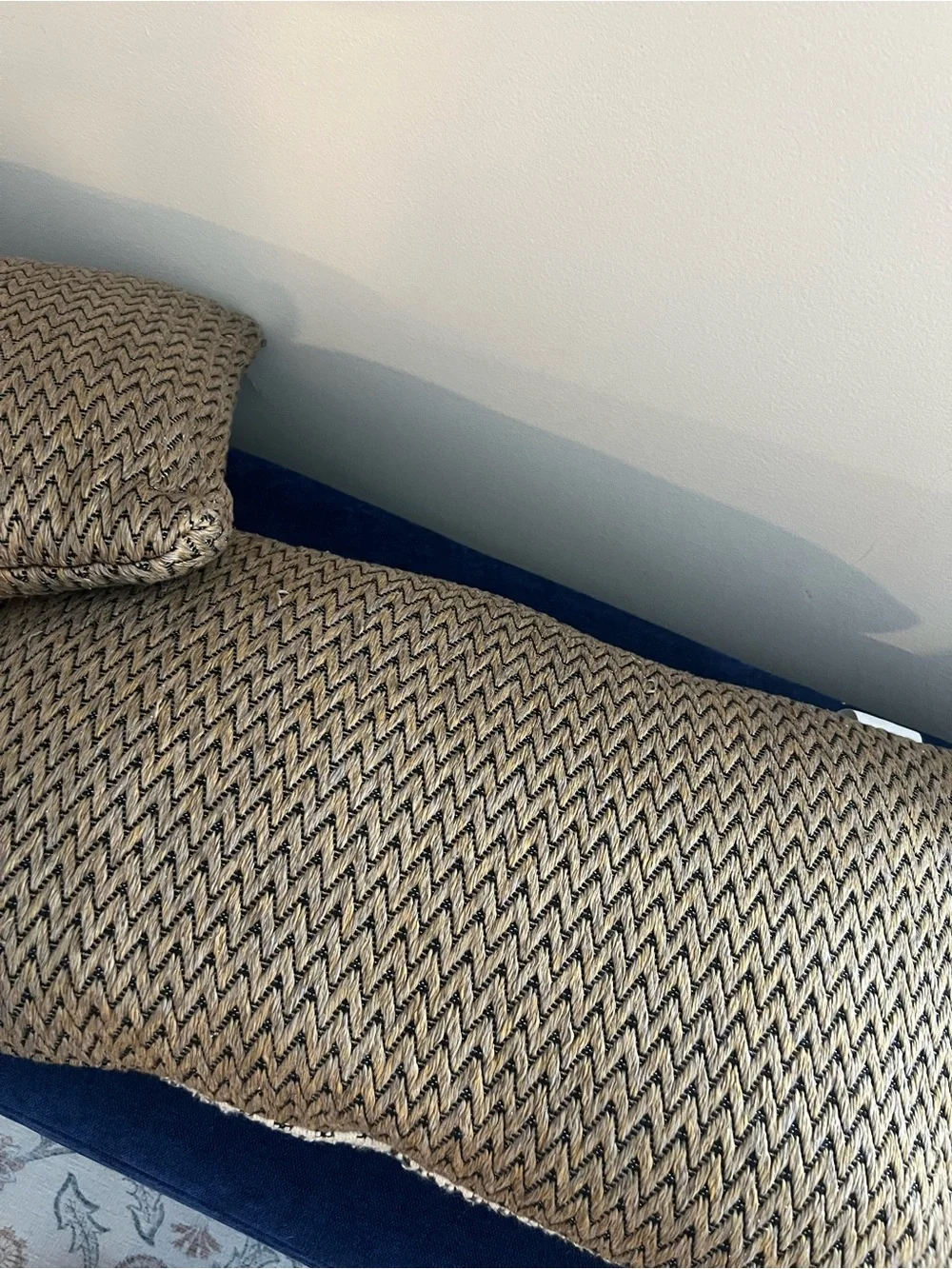 Neutral Beige and White Woven Lumbar Pillow - Unbranded